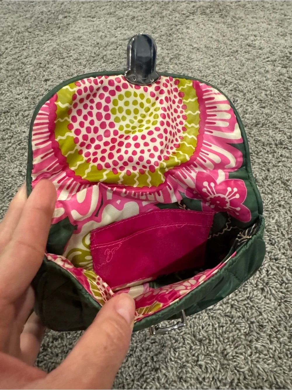 Vera Bradley Green Quilted Wristlet Clutch